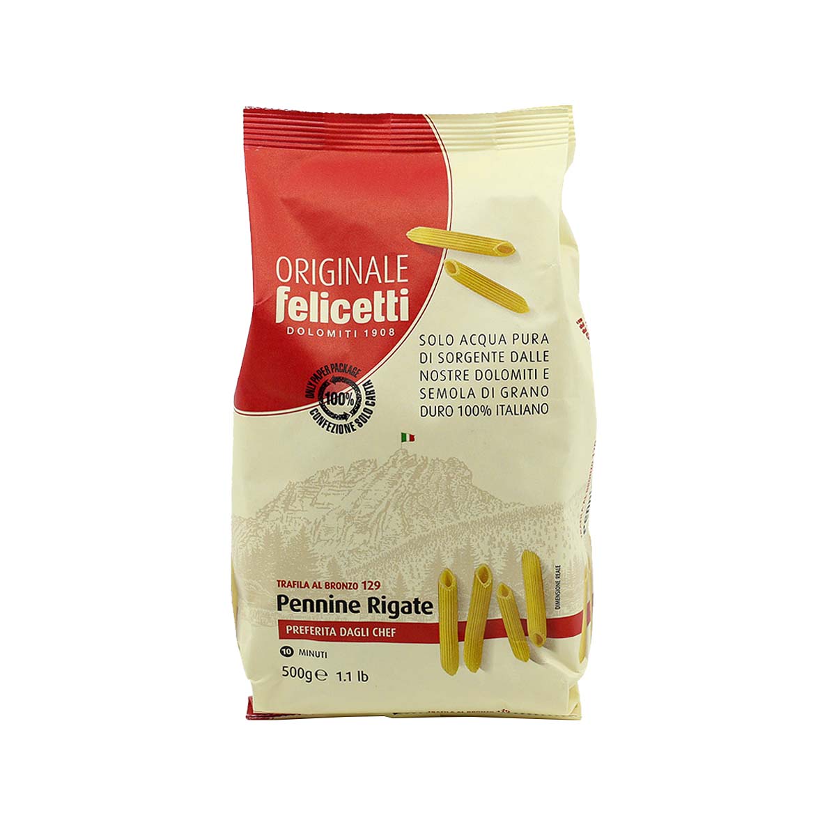 Pasta Felicetti Originale  - N°129 Pennine Rigate 500g - Aster Premium