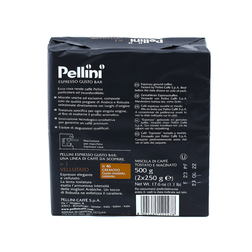 Pellini Gusto Bar Vellutato N.1 ground coffee 2x250gr (17.64oz) - Aster Premium